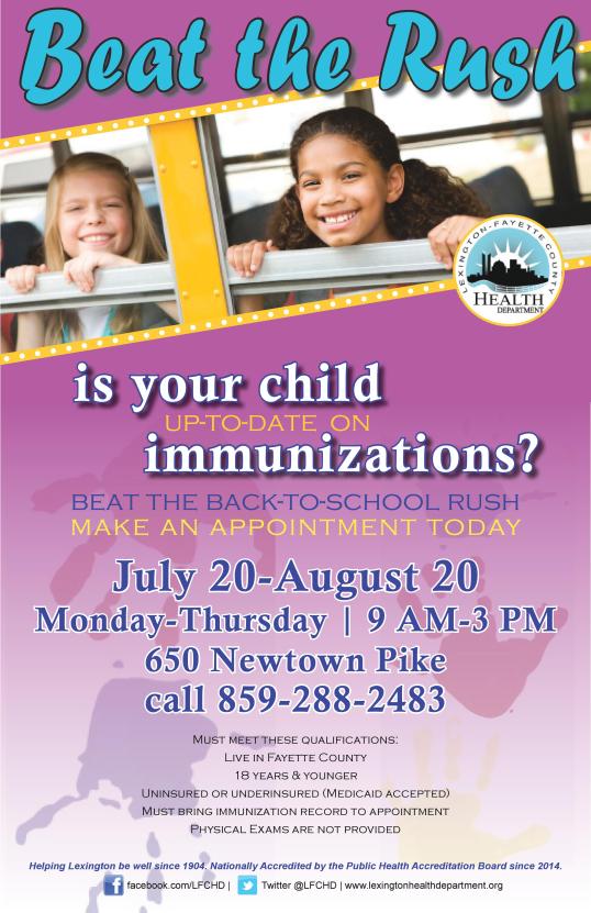 July back to school immunizations